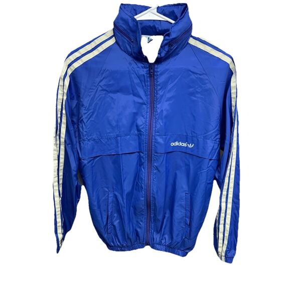 Vintage Other - Vintage 80s Adidas Trefoil Track Windbreaker Jacket Made In USA Purple Blue